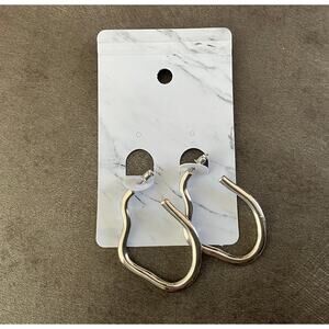 Silver Irregular Shape Metal Hoop Earrings